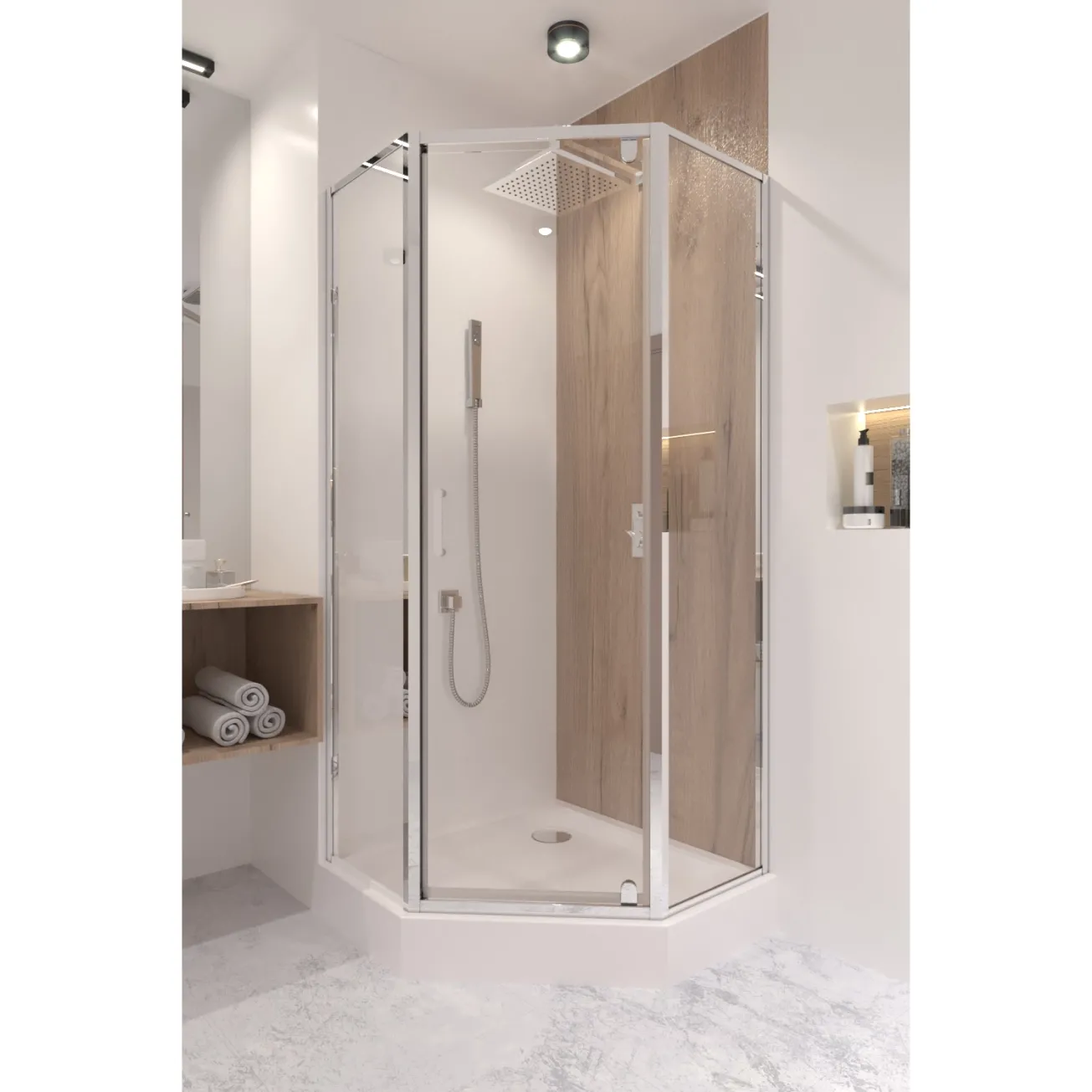 Душевая кабина Qtap Leo CRM10995-AC6 90х90 см, стекло Clear, CalcLess, 6 мм без поддона Фото - 7