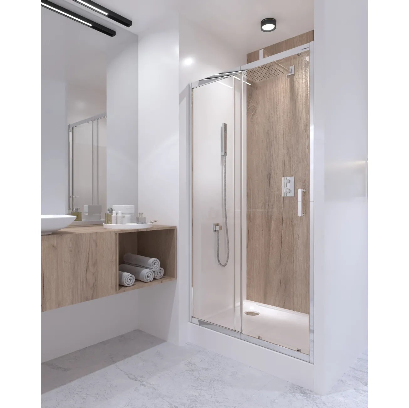 Душевая дверь в нишу Qtap Taurus CRM201-11.C6 97-108x185 см, стекло Clear 6 мм, покрытие CalcLess Фото - 8