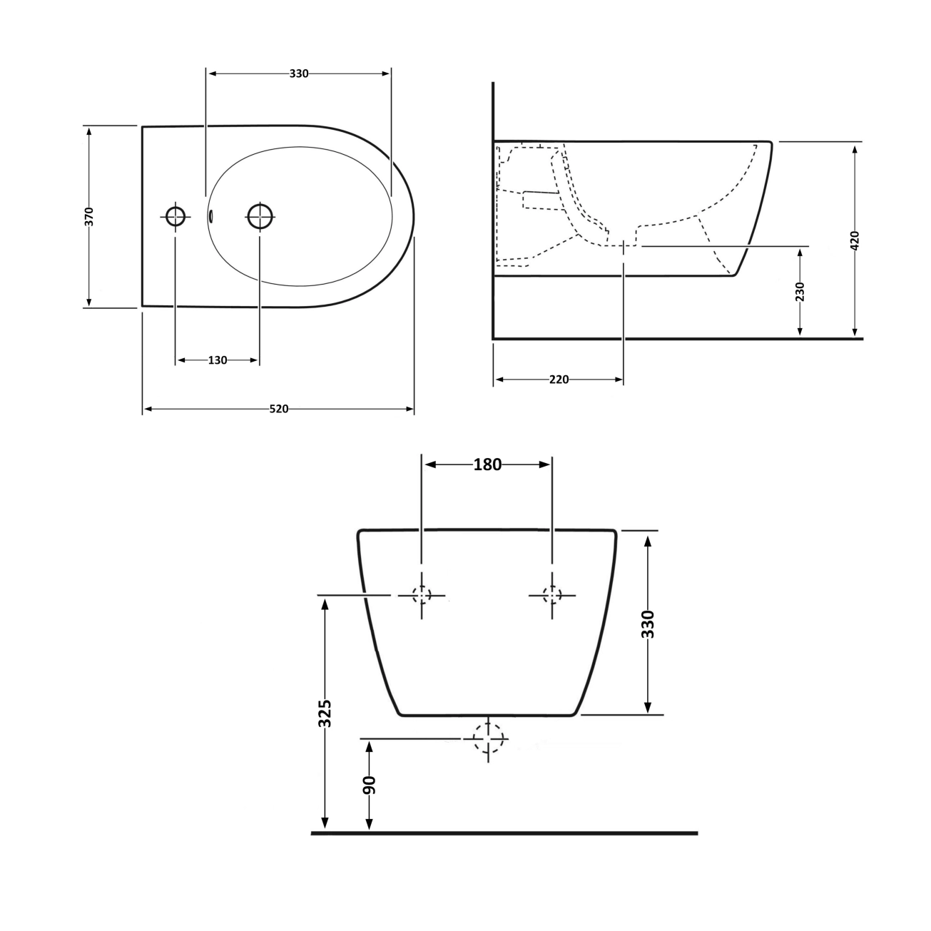 Биде подвесное Qtap Swan 520х360х320 White QT16555378W Фото - 1