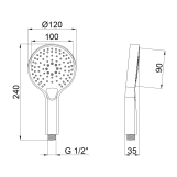 Лейка для ручного душа Qtap Rucni 120 мм округлая QTRUCA120O3KBB Black Matt Фото - 1