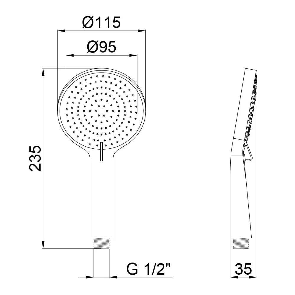 Лійка для ручного душу Qtap Rucni 115 мм округла QTRUCA116O3PBB Black Matt Фото - 1