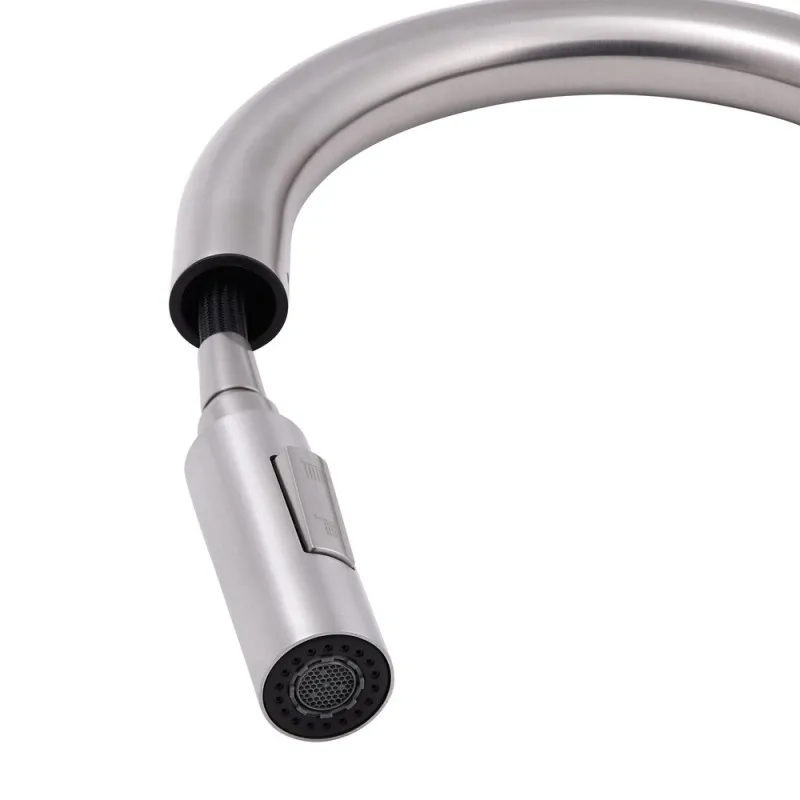 Смеситель для кухни Qtap Lenicka с выдвижным изливом QTLEN9138103UN Brushed Nickel PVD (SD00042264) Фото - 3