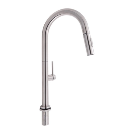 Змішувач для кухні Qtap Lenicka з висувним виливом QTLEN9138103UN Brushed Nickel PVD (SD00042264)