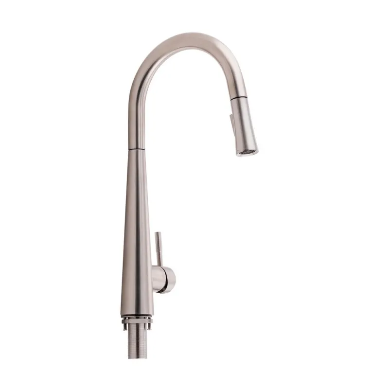 Змішувач для кухні Qtap Evicka з висувним виливом QTEVI91103UN Brushed Nickel PVD (SD00042267)