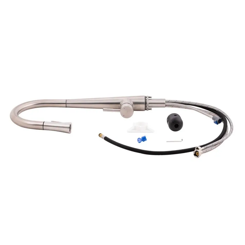 Змішувач для кухні Qtap Evicka з висувним виливом QTEVI91103UN Brushed Nickel PVD (SD00042267) Фото - 1