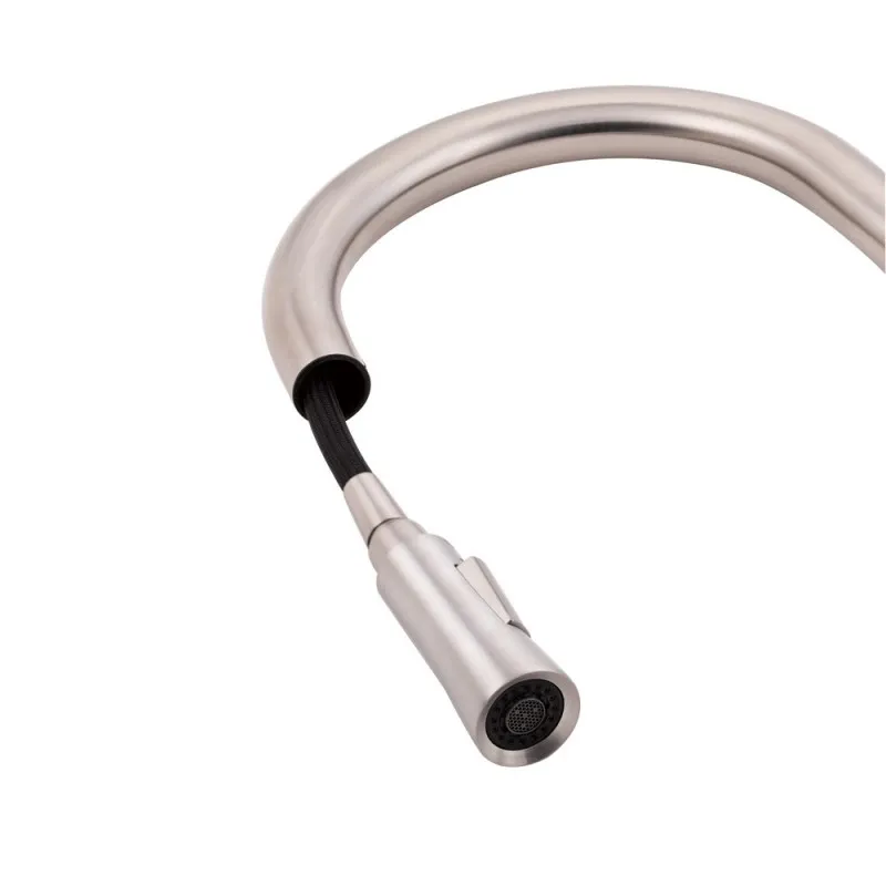Змішувач для кухні Qtap Evicka з висувним виливом QTEVI91103UN Brushed Nickel PVD (SD00042267) Фото - 2