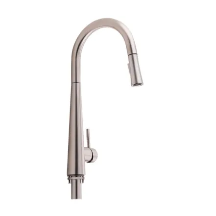 Змішувач для кухні Qtap Evicka з висувним виливом QTEVI91103UN Brushed Nickel PVD (SD00042267)