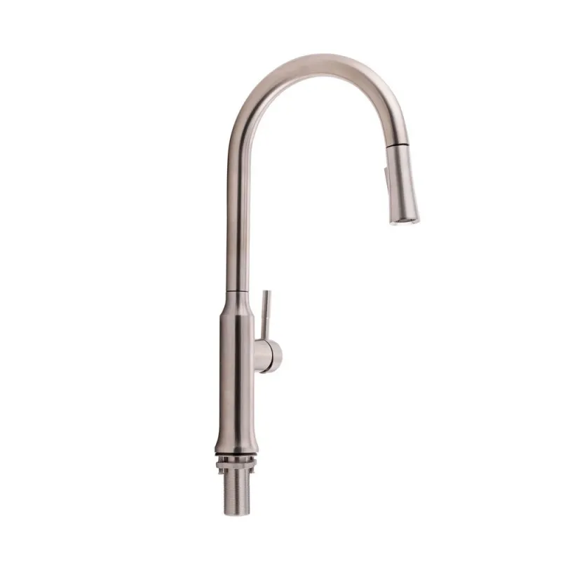 Змішувач для кухні Qtap Baruska з висувним виливом QTBAR9137103UN Brushed Nickel PVD (SD00042270)