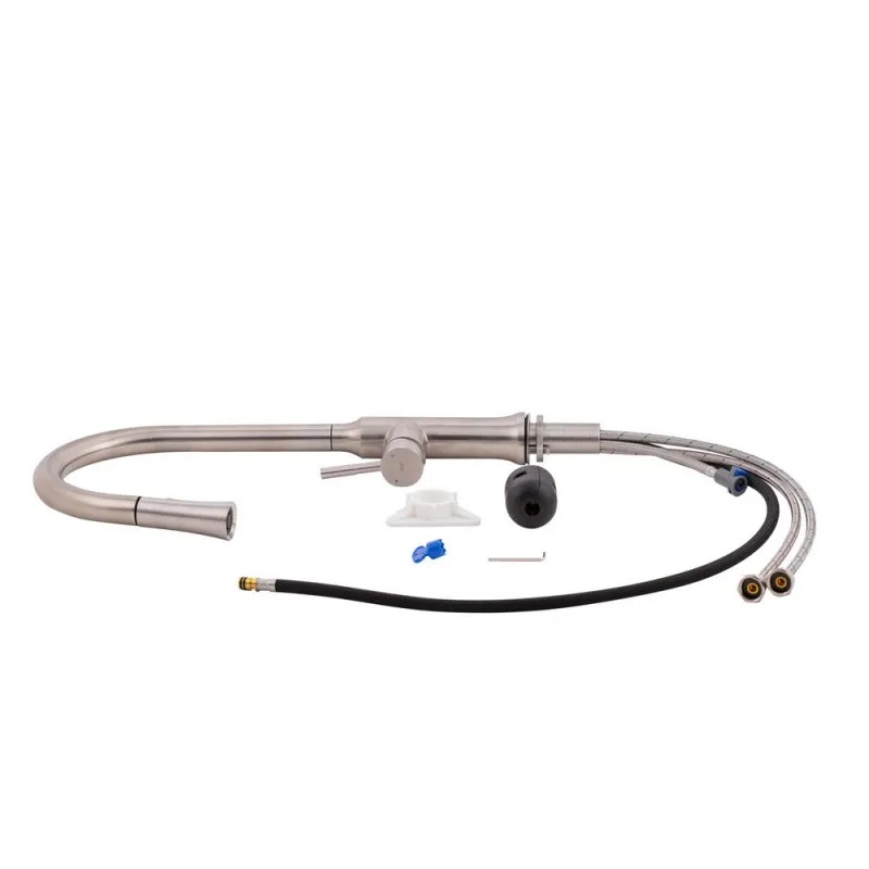 Змішувач для кухні Qtap Baruska з висувним виливом QTBAR9137103UN Brushed Nickel PVD (SD00042270) Фото - 1