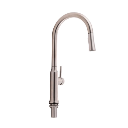 Смеситель для кухни Qtap Baruska с выдвижным изливом QTBAR9137103UN Brushed Nickel PVD (SD00042270)