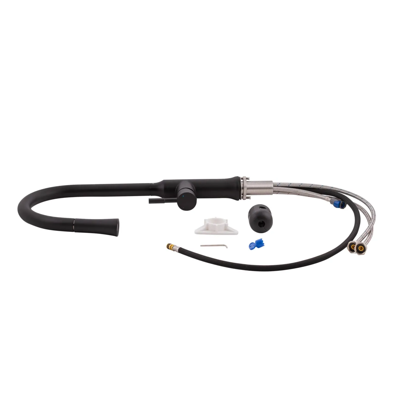 Смеситель для кухни Qtap Baruska с выдвижным изливом QTBAR9137103UB Black Matt Фото - 7