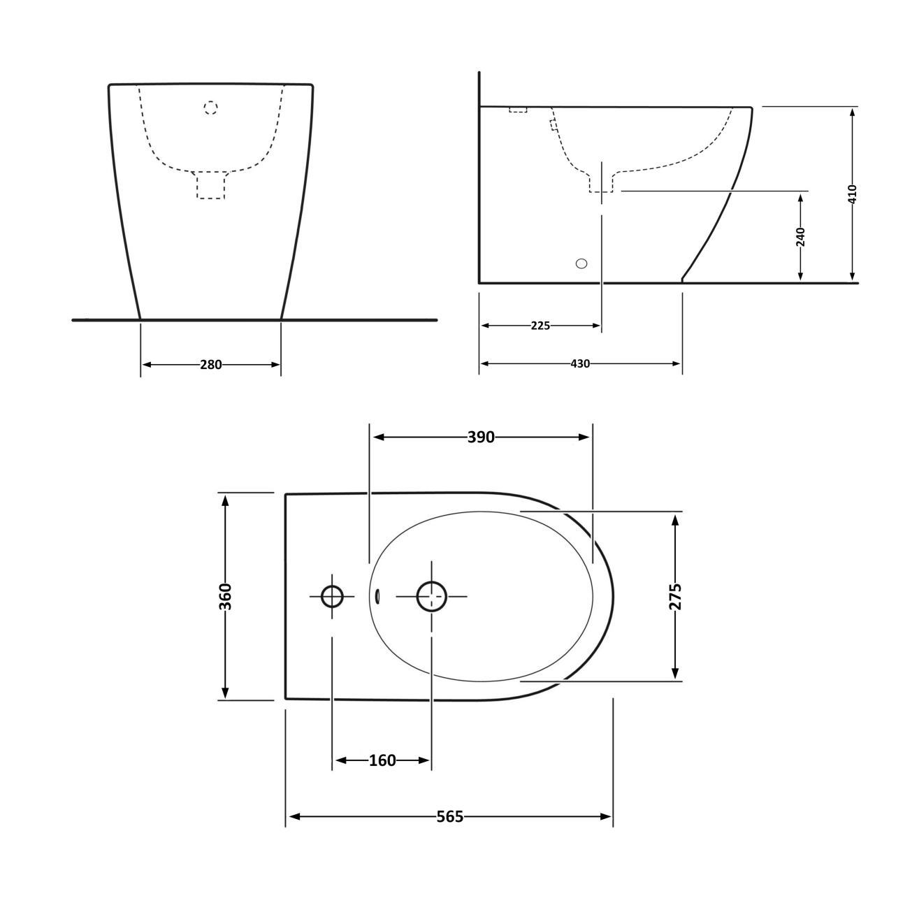 Біде підлогове Qtap Robin 560x355x410 White QT13441381W Фото - 1