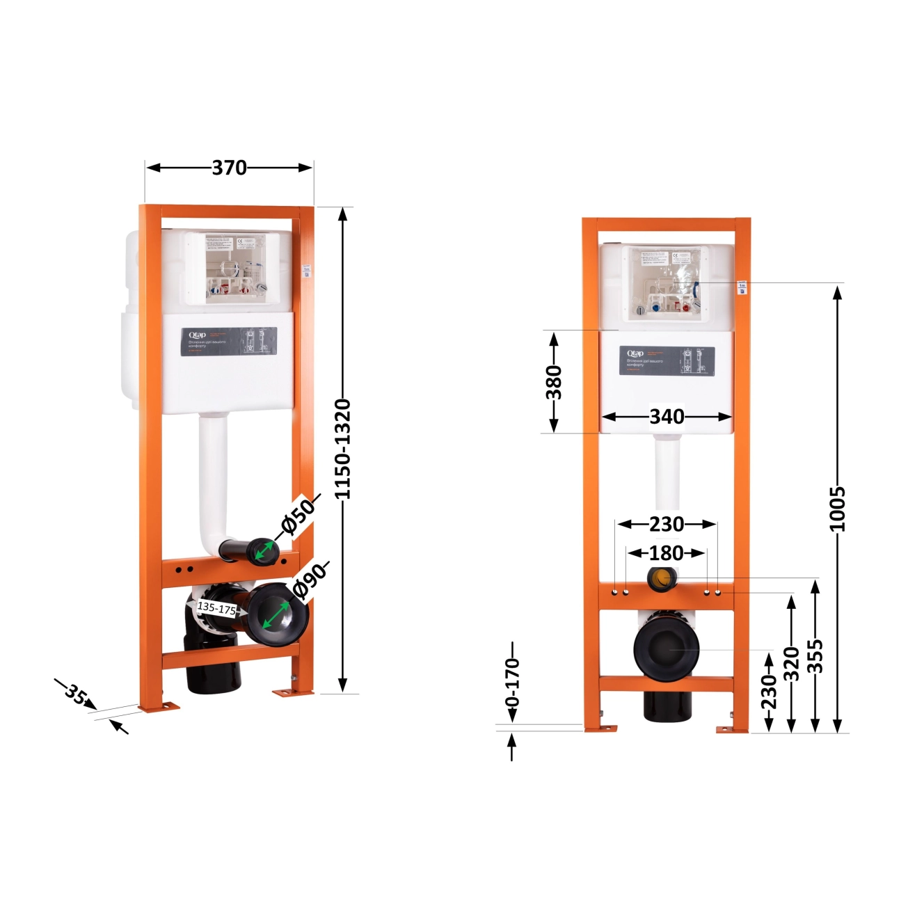 Інсталяція для унітаза Qtap Nest Uni QT0233M370 Фото - 1