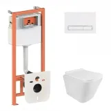Готовое решение Qtap для ванной комнаты: подвесной унитаз Tern Rimless 490x340x350 + комплект инсталляции Nest 4 в 1 (линейная клавиша White)
