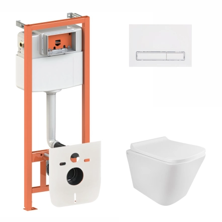 Готове рішення Qtap для ванної кімнати: підвісний унітаз Tern Rimless 490x340x350 + комплект інсталяції Nest 4 в 1 (лінійна клавіша White)