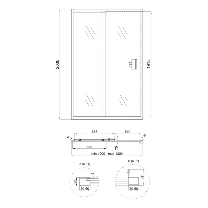 Душові двері в нішу Qtap Taurus CRM2012-13.C6 120-130x200 см, скло Clear 6 мм, покриття CalcLess (SD00045297) Фото - 7