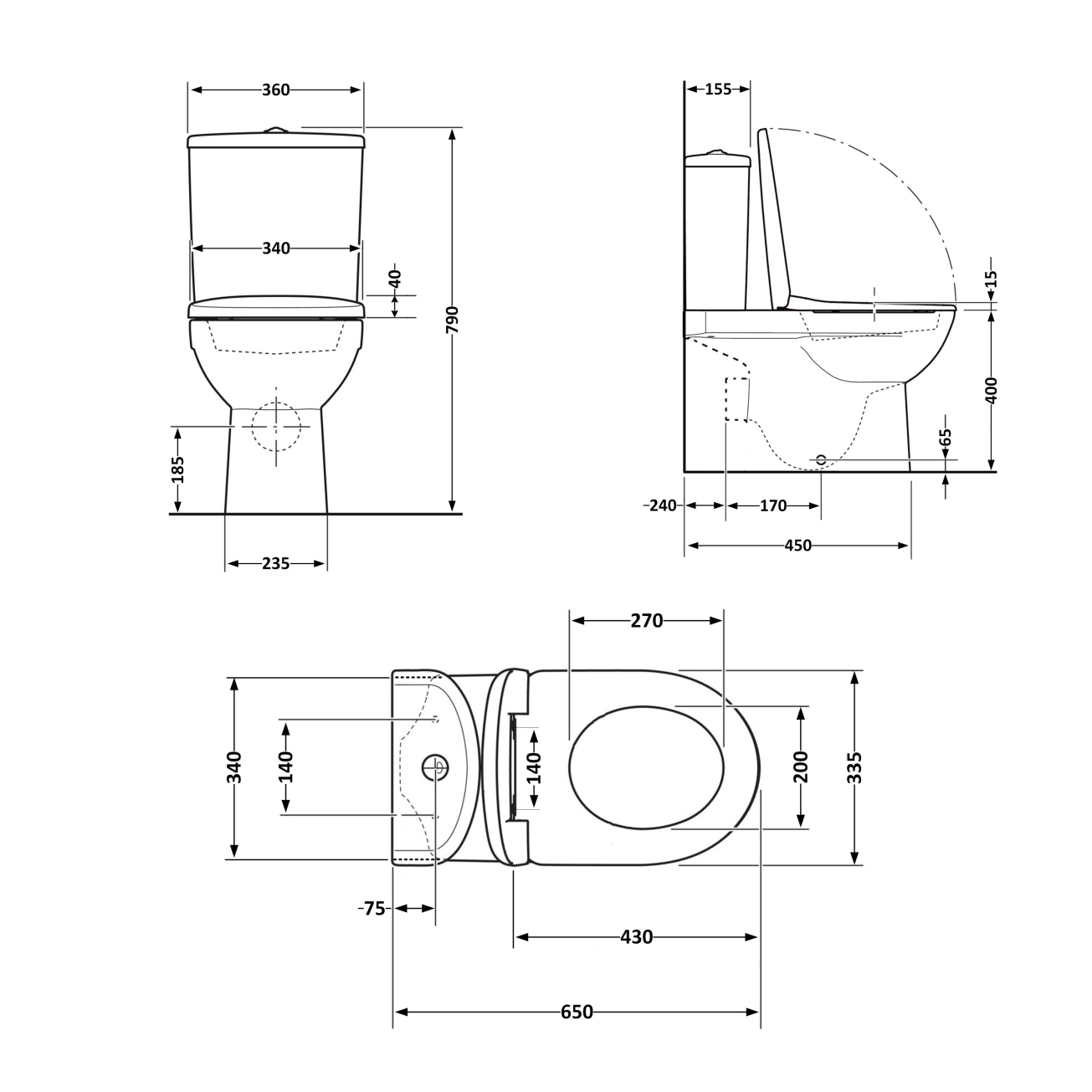 Унітаз-компакт Qtap Presto безобідковий з сідінням Soft-close QT24221217AW Фото - 1