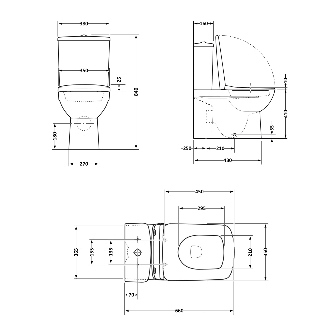 Унітаз-компакт Qtap Kalao безобідковий з сідінням Soft-close QT08221213AW Фото - 1