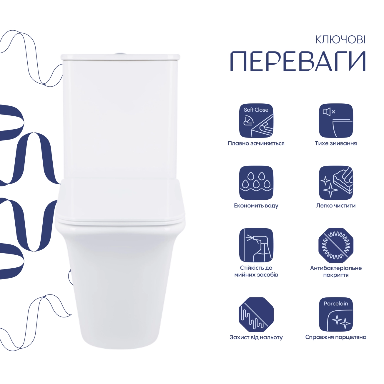 Унітаз-компакт Qtap Kalao безобідковий з сідінням Soft-close QT08221213AW Фото - 2