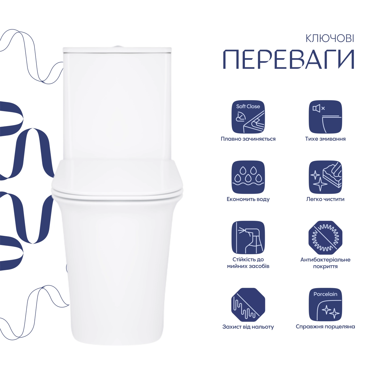 Унитаз-компакт Qtap Nando безободковый с сиденьем Soft-close QT12221222AW Фото - 2