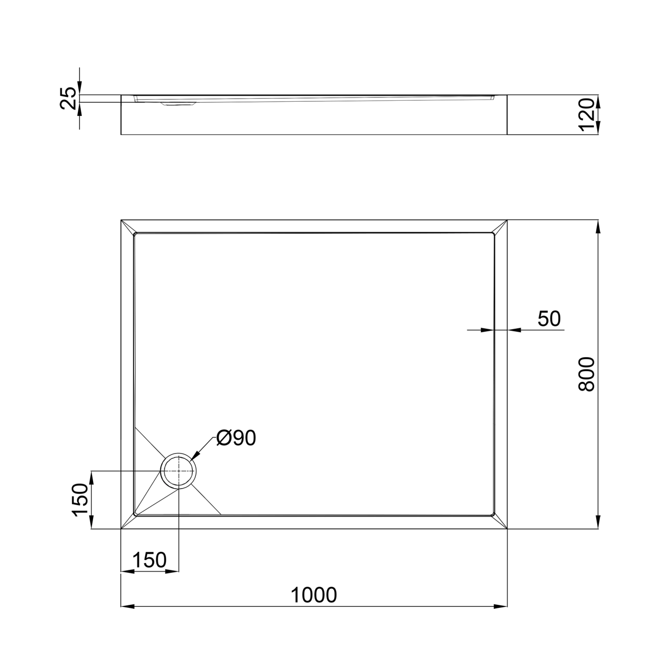Душовий піддон Qtap Tern 301812C 100x80x12 см + сифон Фото - 1
