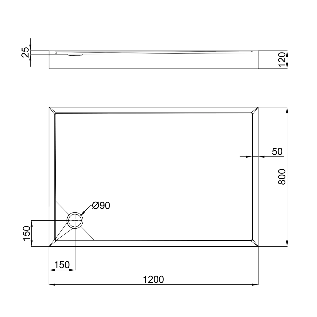 Душовий піддон Qtap Tern 3012812 120x80x12 см + сифон Фото - 1