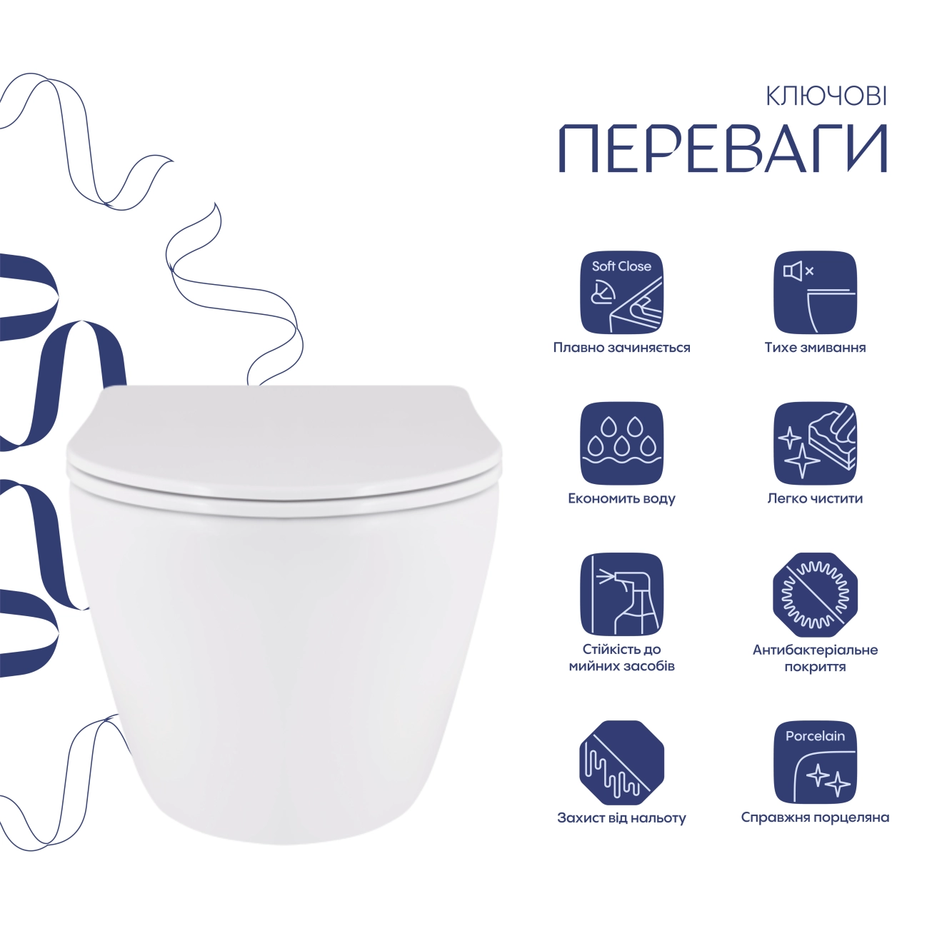 Унітаз підвісний Qtap Robin Mew безобідковий з сидінням Soft-close QT13332381АSW Фото - 2