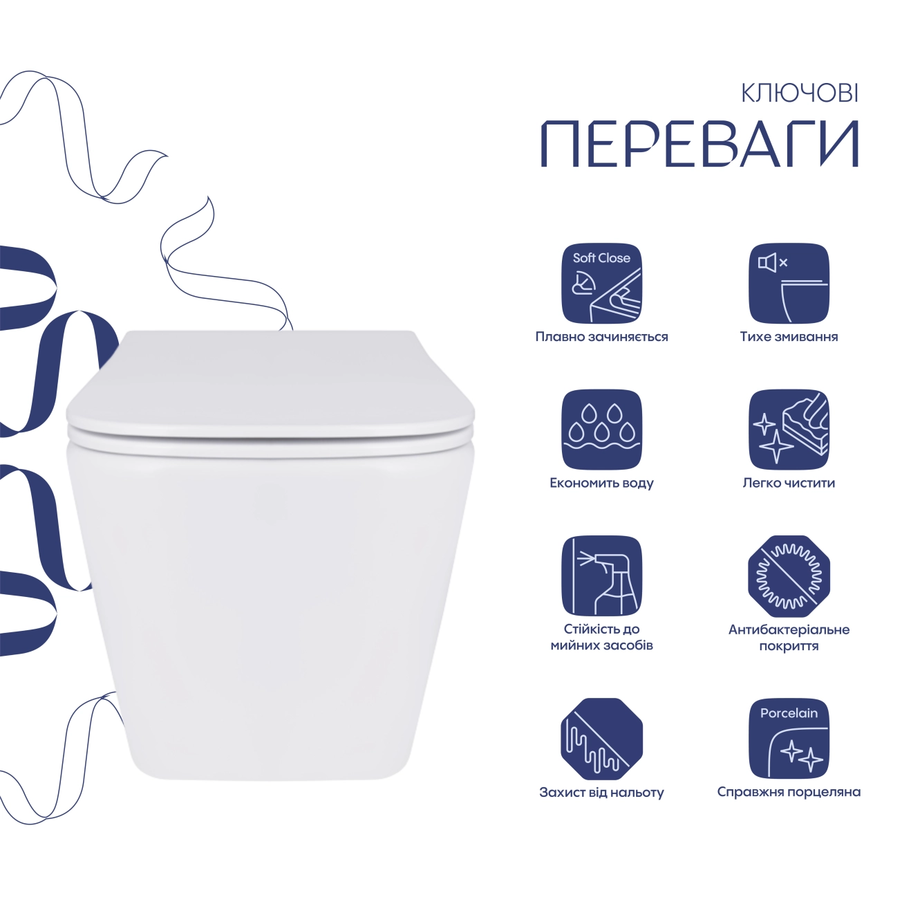 Унітаз підвісний Qtap Tern із сидінням Soft-close QT17332303ASW Фото - 2
