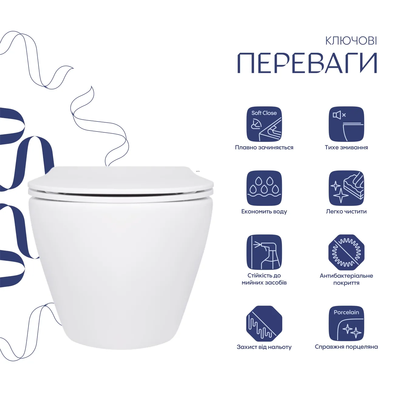 Унитаз подвесной Qtap Jay безободковый Ultra Quiet с сиденьем Soft-close QT07335177W Фото - 2