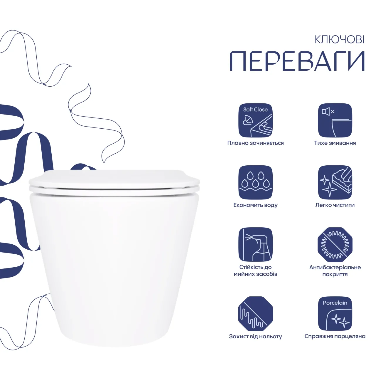 Унітаз підвісний Qtap Swan безободковий Ultra Quiet з сидінням Soft-close QT16335179W Фото - 2