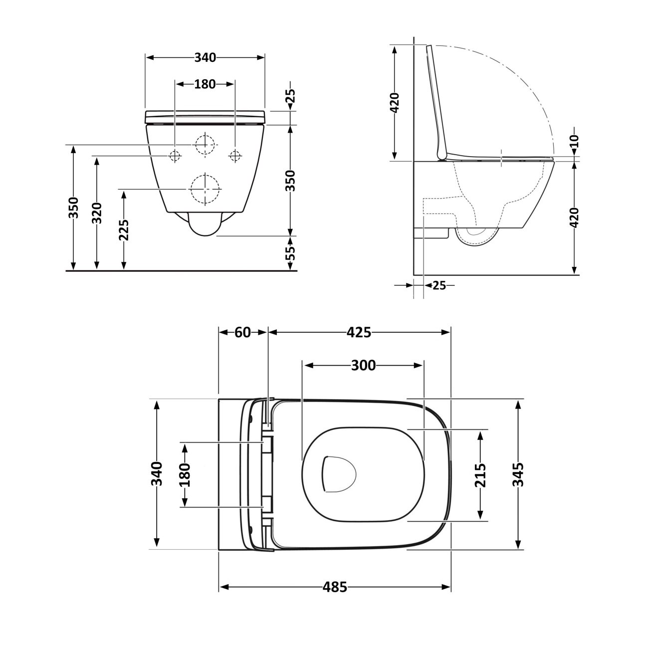 Унітаз підвісний Qtap Crow безобідковий з сідінням Soft-close QT05335171W Фото - 1