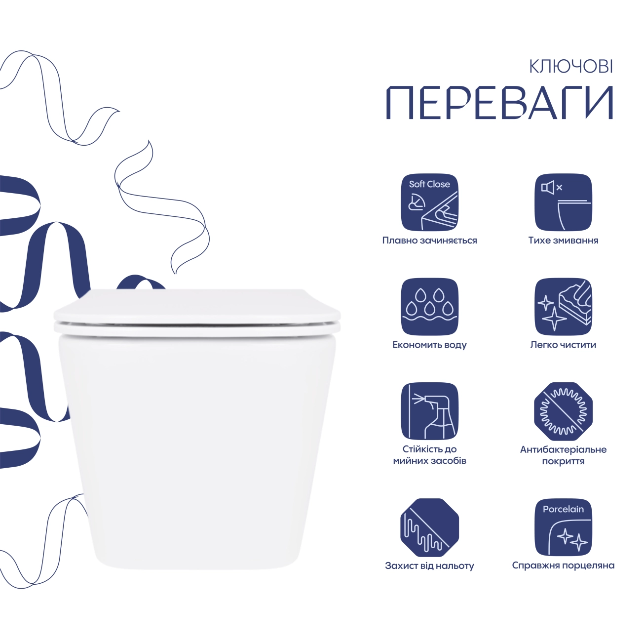 Унітаз підвісний Qtap Crow безобідковий з сідінням Soft-close QT05335171W Фото - 2