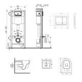 Готове рішення Qtap для ванної кімнати: підвісний унітаз Swan Ultra Quiet 485x360x320 + комплект інсталяції Nest 4 в 1 (квадратна клавіша Chrome) Фото - 1