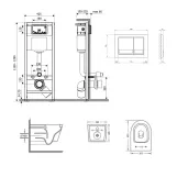 Готове рішення Qtap для ванної кімнати: підвісний унітаз Swan Ultra Quiet 485x360x320 + комплект інсталяції Nest 4 в 1 (квадратна клавіша Satin) Фото - 1