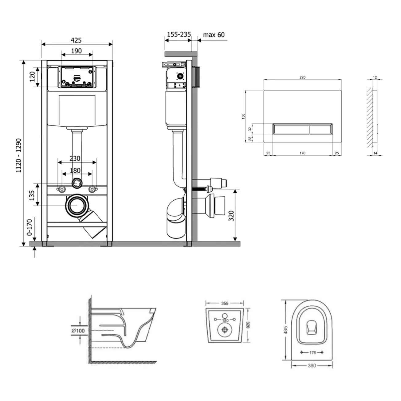Готовое решение Qtap для ванной комнаты: подвесной унитаз Swan Ultra Quiet 485x360x320 + комплект инсталляции Nest 4 в 1 (линейная клавиша Chrome) Фото - 1