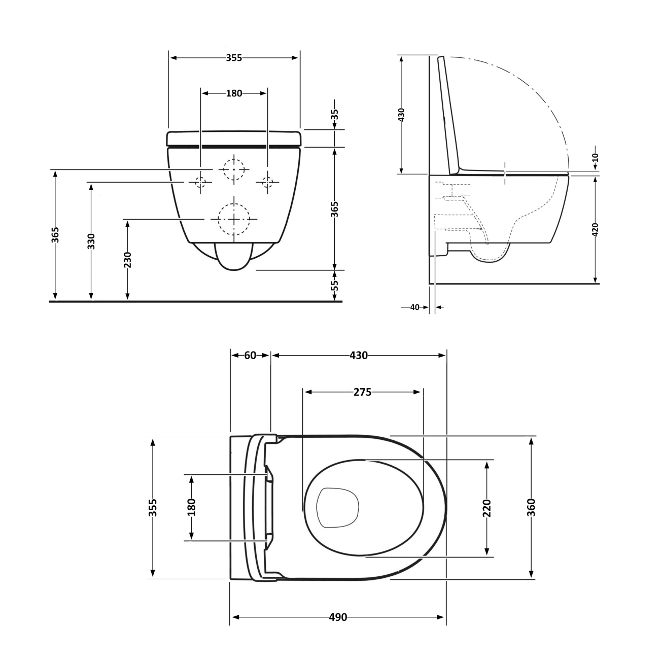Унітаз підвісний Qtap Taurus безободковий з сидінням Soft-close QT2433084EUQMB Фото - 1