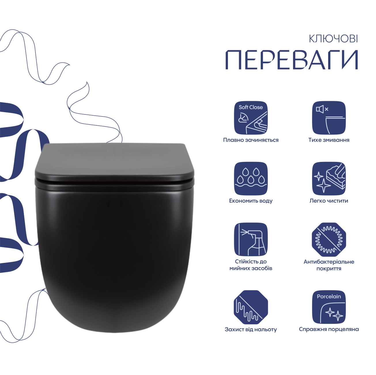 Унітаз підвісний Qtap Gemini безободковий з сидінням Soft-close QT2533076EUQMB Фото - 2