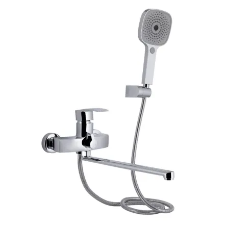 Смеситель для ванны Qtap Swan Eco с длинным поворотным изливом (с душевым гарнитуром) QTSWA2601CRM45533 Chrome
