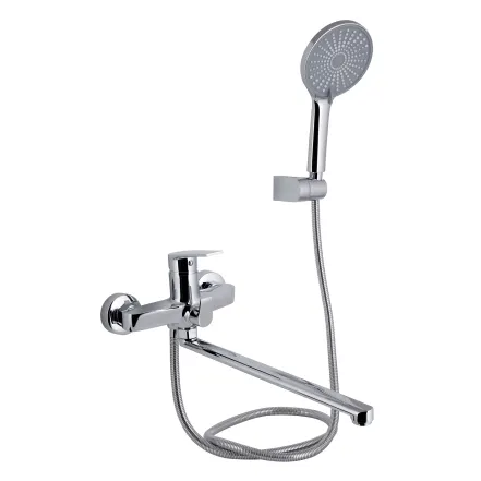 Смеситель для ванны Qtap Stenava New с поворотным изливом (с душевым гарнитуром) QTSTE2601CRM45536 Chrome