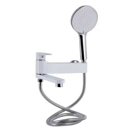 Смеситель для ванны Qtap Jay с поворотным изливом (с душевым гарнитуром) QTJAY260CRW45554 Chrome/White
