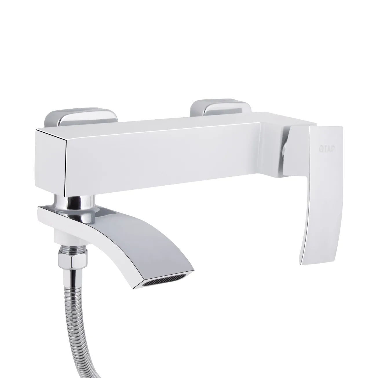 Смеситель для ванны Qtap Swan Cascada с поворотным изливом (с душевым гарнитуром) QTSWA260CRW45569 Chrome/White Фото - 2