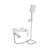 Смеситель для ванны Qtap Swan Cascada с поворотным изливом (с душевым гарнитуром) QTSWA260CRW45569 Chrome/White