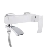 Смеситель для ванны Qtap Swan Cascada с поворотным изливом (с душевым гарнитуром) QTSWA260CRW45569 Chrome/White Фото - 2