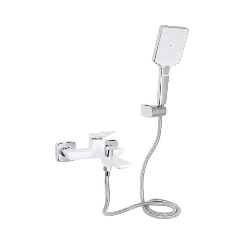 Смеситель для ванны Qtap Presto (с душевым гарнитуром) QTPRE259CRW45579 Chrome/White (SD00051703)