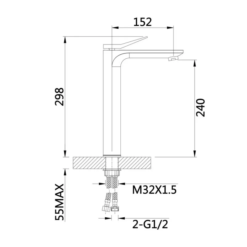 Змішувач для раковини Qtap Presto високий QTPRE269GRP45582 Graphite (SD00051706) Фото - 4