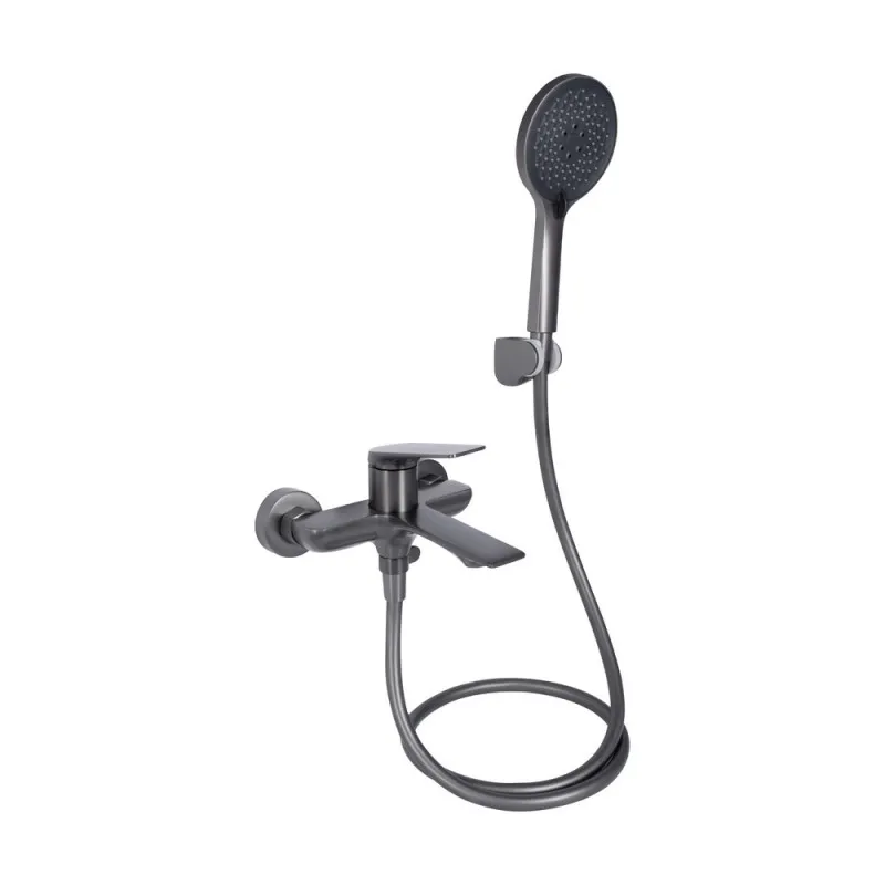 Змішувач для ванни Qtap Vlasta New (з душовим гарнітуром) QTVLA259GMB45643 Gunmetal Black PVD (SD00051767)