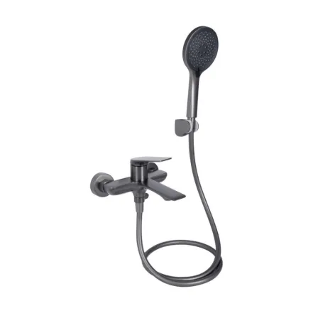 Смеситель для ванны Qtap Vlasta New (с душевым гарнитуром) QTVLA259GMB45643 Gunmetal Black PVD (SD00051767)