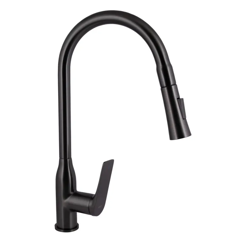 Змішувач для кухні Qtap Vlasta New з висувним виливом QTVLA344GMB45647 Gunmetal Black PVD (SD00051771)