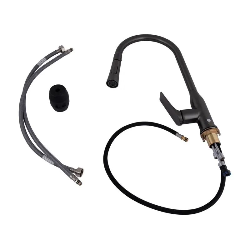 Змішувач для кухні Qtap Vlasta New з висувним виливом QTVLA344GMB45647 Gunmetal Black PVD (SD00051771) Фото - 3