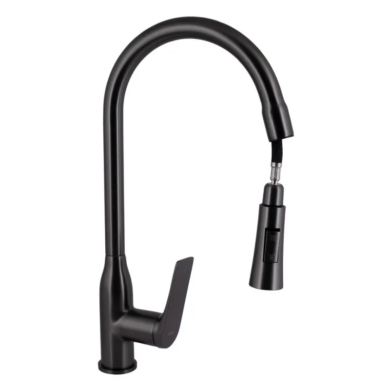 Змішувач для кухні Qtap Vlasta New з висувним виливом QTVLA344GMB45647 Gunmetal Black PVD (SD00051771) Фото - 5